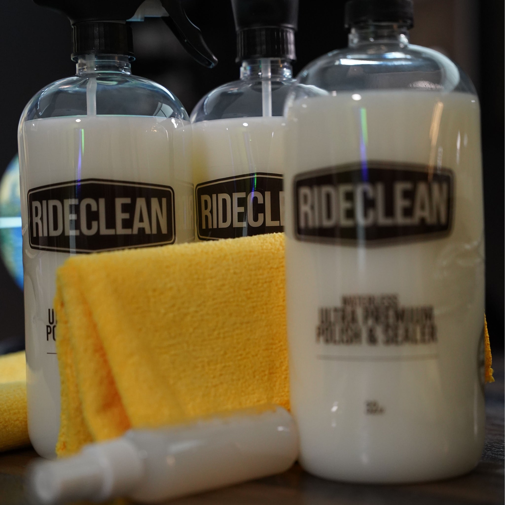 B. Package (2 Bottles of Ride Clean + a Premium Microfiber Towel) - Black Label
